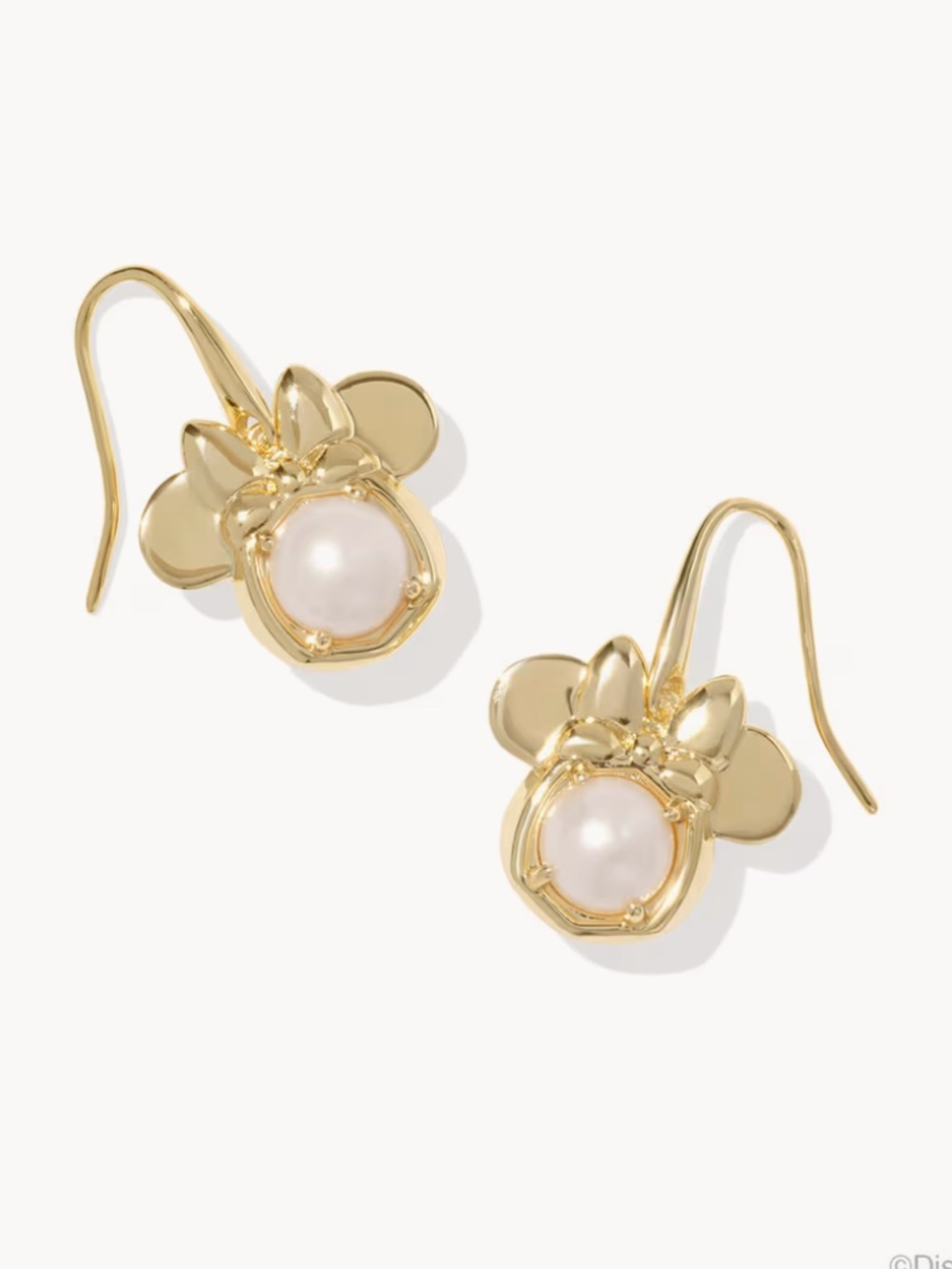 Disney | Kendra Scott Minnie Mouse Drop Earrings White Pearl Gold - Picture 1 of 6